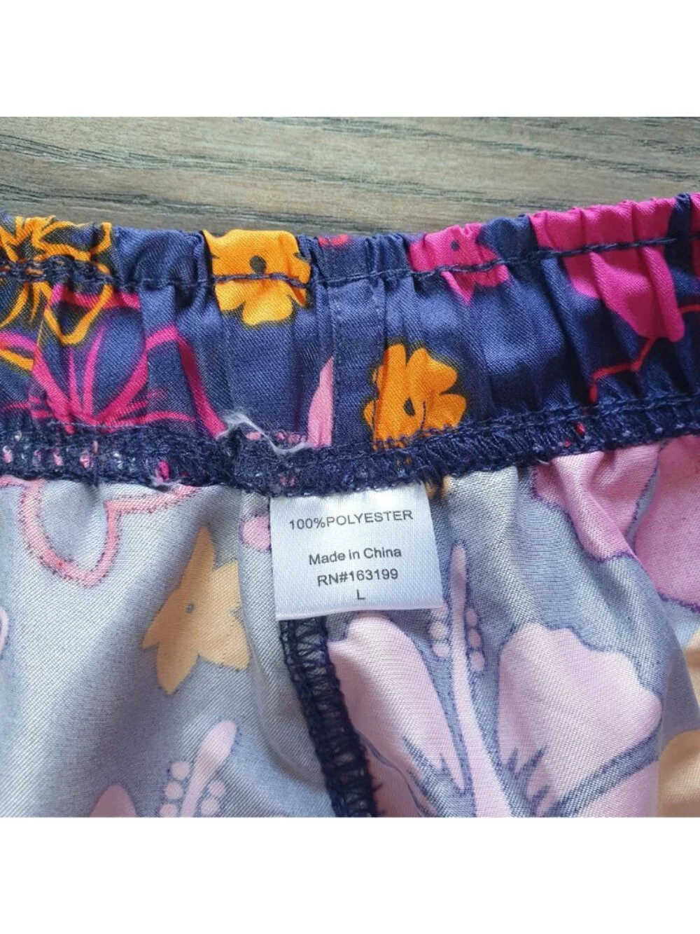 Colorful Floral Mens Swim Trunks Size L With Elastic Waist Drawstring 32